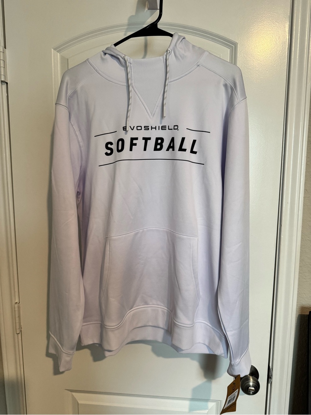 EvoShield Softball Hoodie white with black lettering. NEW WITH TAGS!